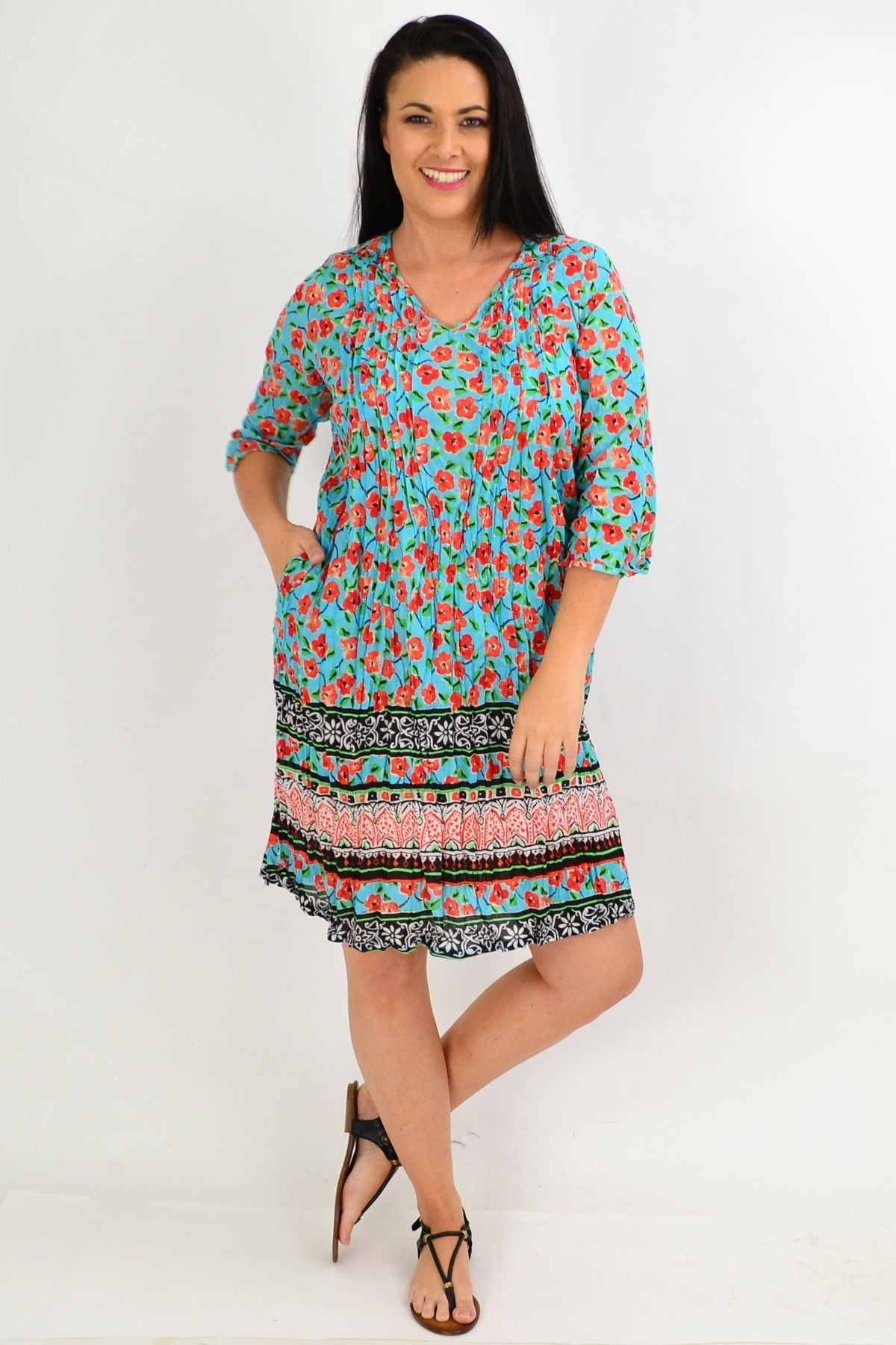 Orange Floral Crinkle One Summer Tunic ...